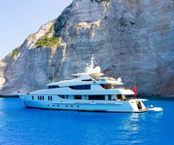 Superyacht running in the ionian islands greece