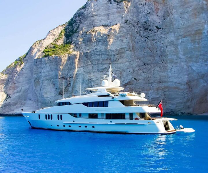 Superyacht running in the ionian islands greece